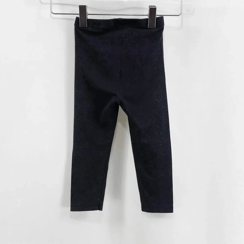 JUMPING BEANS Black Cotton Glitter Speck Toddler Girls Leggings